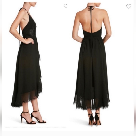 Dress The Population Gia Halter Hi-Lo Lace Trim Dress Size Medium - Picture 3 of 9